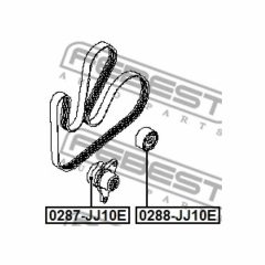 V-ribbed Belt Tensioner Pulley FEBEST 0287-JJ10E