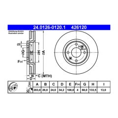 CITROËN , PEUGEOT Front Brake Disc ALTE 1606401480 image 2