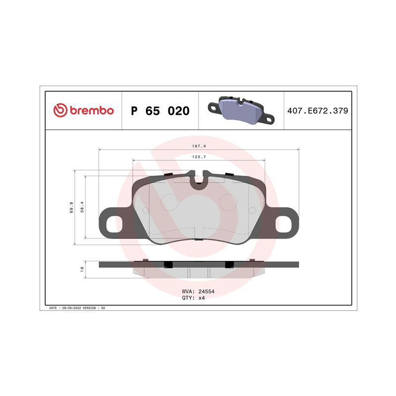 BREMBO Brake pad PORSCHE 911, PANAMERA 97035294905 - Image 2