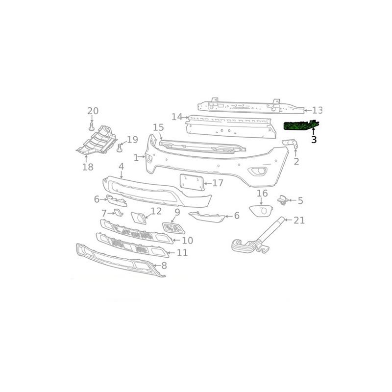 JEEP GRAND CHEROKEE 2010 - 2021 Bumper Bracket RH 68335645AC